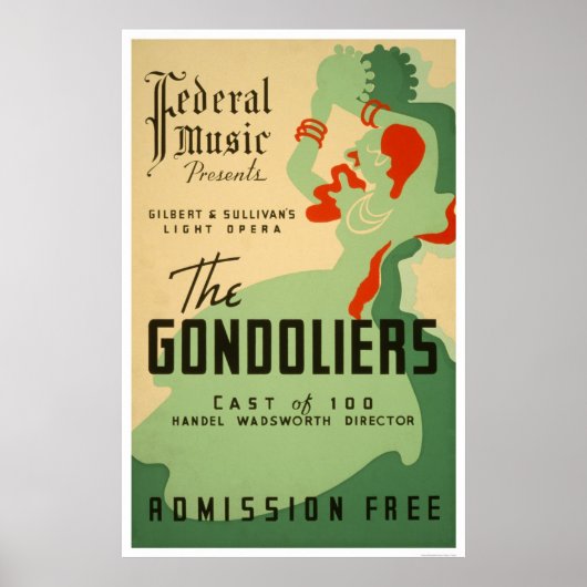 Gondoliers Opera 1937 WPA Poster (Vorne)
