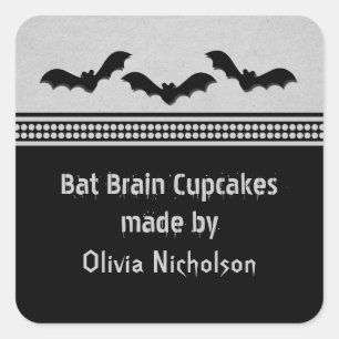 Gone Batty Halloween Backkleber, Light Grau Quadratischer Aufkleber