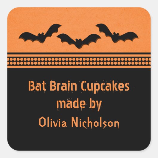 Gone Batty Halloween Backkleber, Orange Quadratischer Aufkleber (Vorderseite)