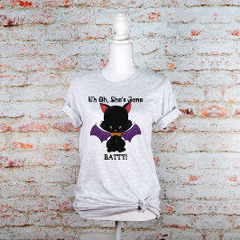 Gone Batty Halloween Black Kitten mit Bat Wings T-Shirt