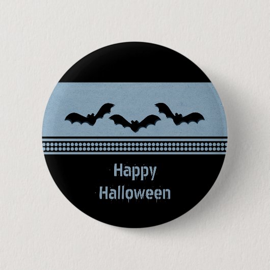 Gone Batty Halloween Button, Light Blue Button (Vorderseite)