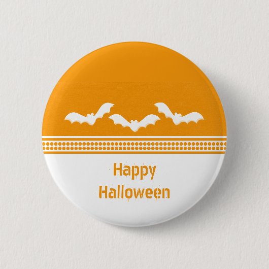 Gone Batty Halloween Button, Orange & White Button (Vorderseite)