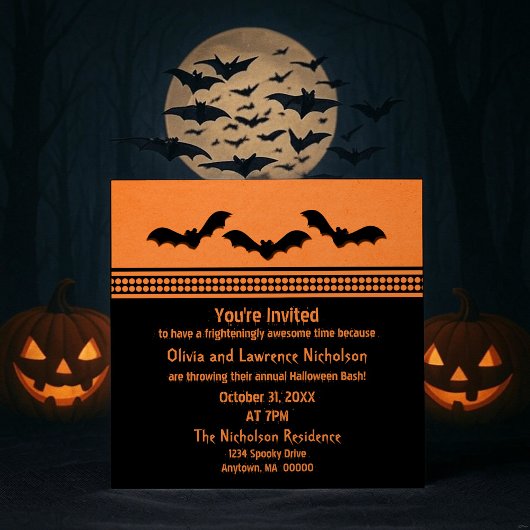 Gone Batty Halloween-Party Invite, Orange Einladung