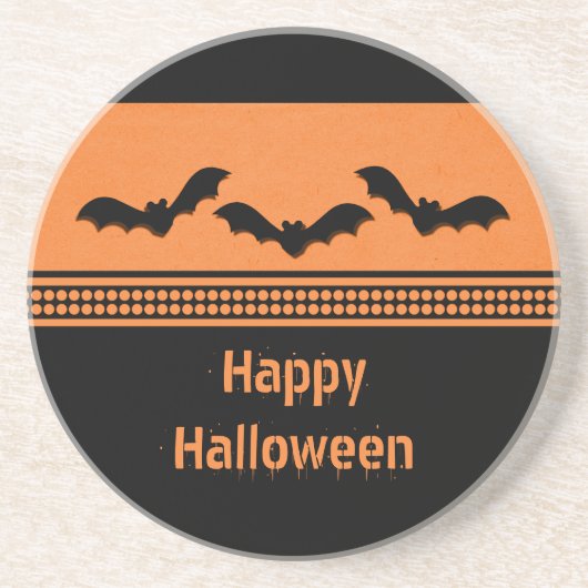 Gone Batty Halloween Untersetzer, Orange Sandstein Untersetzer (Vorne)