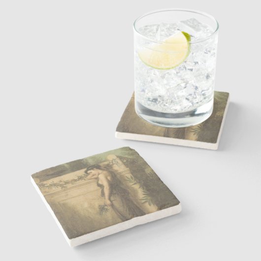 Gone but not Vergessen (John William Waterhouse) Steinuntersetzer (Seitenansicht)