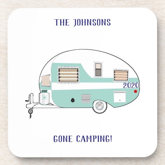 Gone Camping RV Trailer Camper Plastic Untersetzer (Vorderseite)