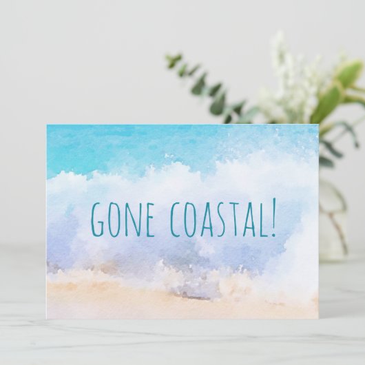 Gone Coast New Zuhause Wave on Beach Wasserfarbe Ankündigung (Stehend Vorderseite)
