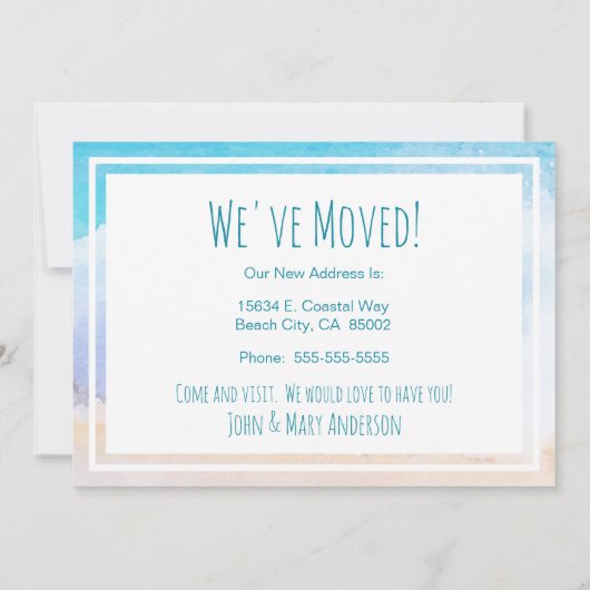 Gone Coast New Zuhause Wave on Beach Wasserfarbe Ankündigung (Rückseite)