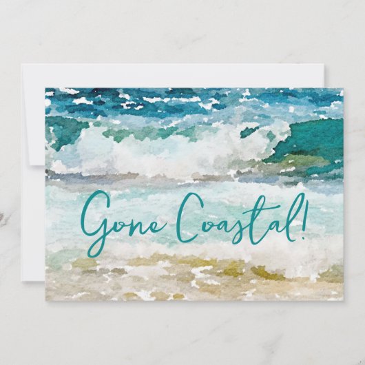 Gone Coast New Zuhause Wave on Beach Wasserfarbe Ankündigung (Vorderseite)