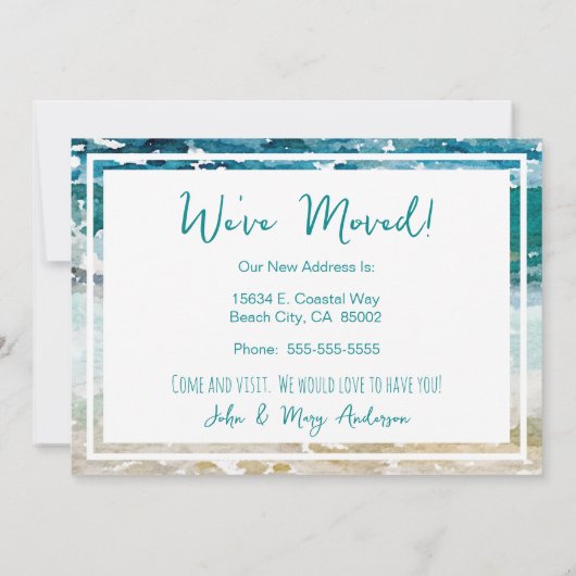 Gone Coast New Zuhause Wave on Beach Wasserfarbe Ankündigung (Rückseite)