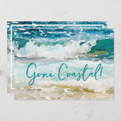 Gone Coast New Zuhause Wave on Beach Wasserfarbe Ankündigung (Vorne/Hinten)