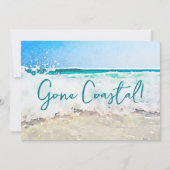 Gone Coast New Zuhause Wave on Beach Wasserfarbe Ankündigung (Vorderseite)
