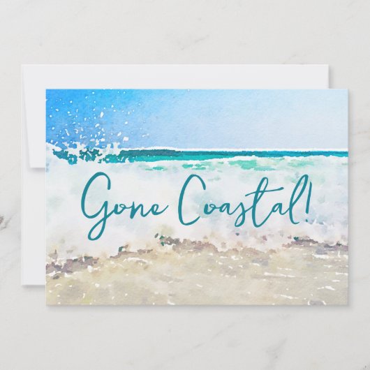Gone Coast New Zuhause Wave on Beach Wasserfarbe Ankündigung (Vorderseite)