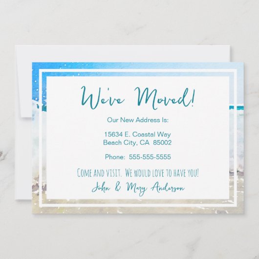 Gone Coast New Zuhause Wave on Beach Wasserfarbe Ankündigung (Rückseite)