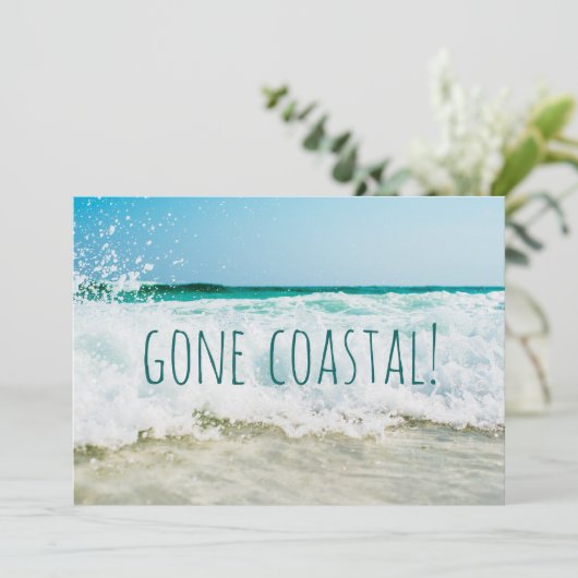 Gone Coast New Zuhause Wave on Beach Wasserfarbe Ankündigung (Stehend Vorderseite)