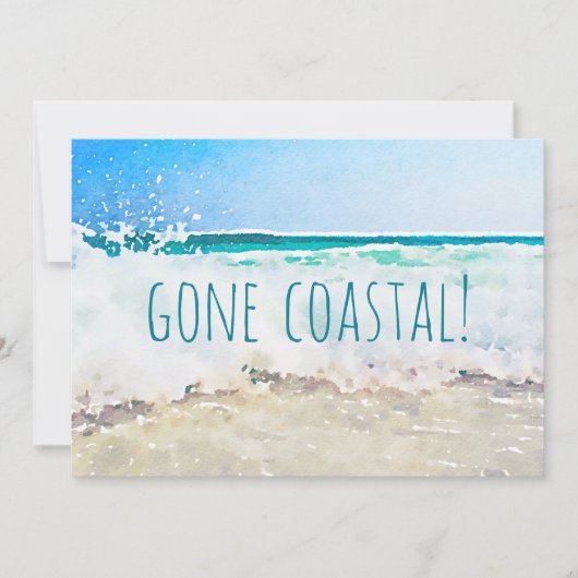 Gone Coast New Zuhause Wave on Beach Wasserfarbe Ankündigung (Vorderseite)