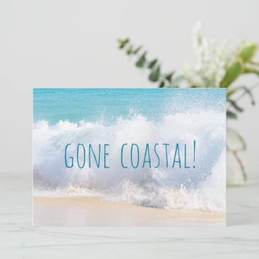 Gone Coast New Zuhause Wave on Beach Wasserfarbe Ankündigung (Stehend Vorderseite)