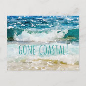 Gone Coast New Zuhause Wave on Beach Wasserfarbe Ankündigungspostkarte (Vorderseite)