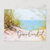 Gone Coast New Zuhause Wave on Beach Wasserfarbe Ankündigungspostkarte (Vorderseite)