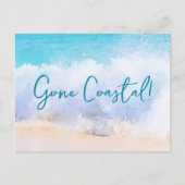 Gone Coast New Zuhause Wave on Beach Wasserfarbe Ankündigungspostkarte (Vorderseite)