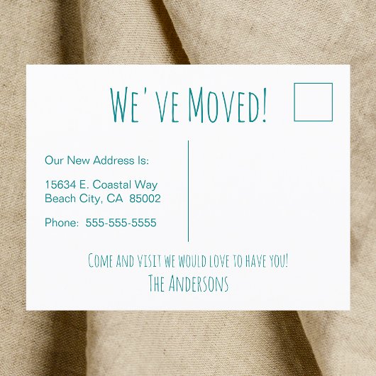 Gone Coast New Zuhause Wave on Beach Wasserfarbe Ankündigungspostkarte