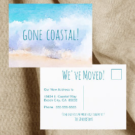 Gone Coast New Zuhause Wave on Beach Wasserfarbe Ankündigungspostkarte