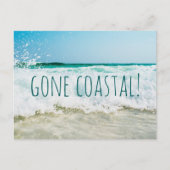 Gone Coast New Zuhause Wave on Beach Wasserfarbe Ankündigungspostkarte (Vorderseite)