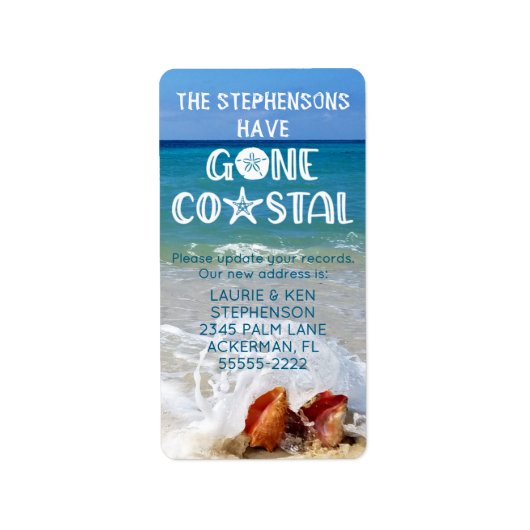 Gone Coastal Beach Wave Muscheln Foto bewegen Adressaufkleber (Vorne)