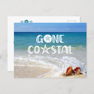Gone Coastal Beach Wave Muscheln Foto bewegen Ankündigungspostkarte
