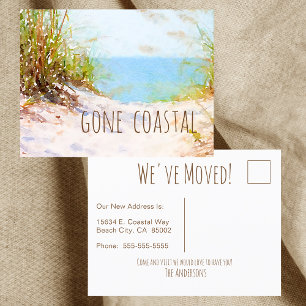 Gone Coastal Neues Zuhause Strandweg Wasserfarbe Ankündigungspostkarte