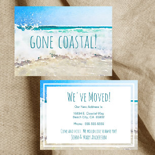 Gone Coastal Neues Zuhause-Welle am Strand Aquarel Ankündigung
