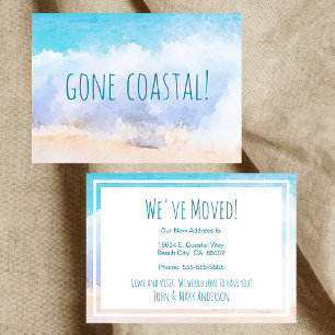 Gone Coastal Neues Zuhause-Welle am Strand Aquarel Ankündigung