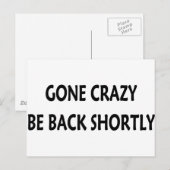 Gone Crazy Postkarte (Vorne/Hinten)