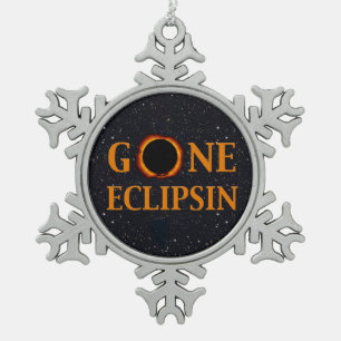 GONE ECLIPSIN Solar Eclipse Schneeflocken Zinn-Ornament