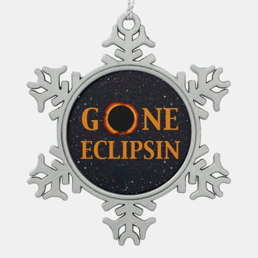 GONE ECLIPSIN Solar Eclipse Schneeflocken Zinn-Ornament (Vorderseite)
