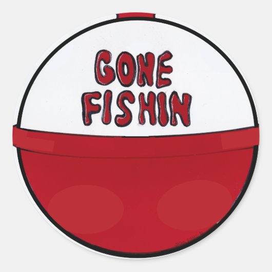 Gone Fishin Runder Aufkleber (Vorderseite)