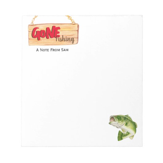 Gone Fishing 5.5" x 6" Notepad - 40 Seiten Notizblock (Vorderseite)