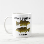 Gone Fishing Bass Angler Outdoor Individuelle Name Kaffeetasse (Links)