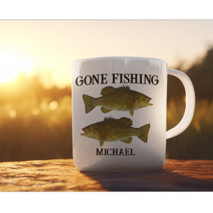 Gone Fishing Bass Angler Outdoor Individuelle Name Kaffeetasse