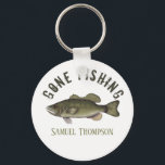 Gone Fishing Bass Fish Modern Fisherman Cute Schlüsselanhänger<br><div class="desc">Gone fishing personalize keychain featuring funny cute for him keepsake,  sports hobby dad papa masculine,  modern classic husband simple typography,  sports hobby masculine hobby outdoors,  great fisherman fishermen fisherwoman,  walleye bass fish,  angler angling cute animal,  dad father grandpa grandfather,  retirement retired birthday holiday</div>