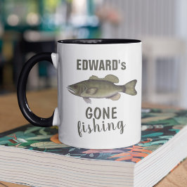 Gone Fishing Bass Fish Modern Fisherman Cute Tasse