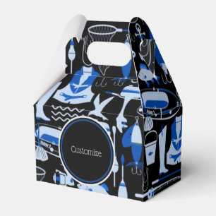 Gone Fishing Blue Muster Gable Geschenkschachtel