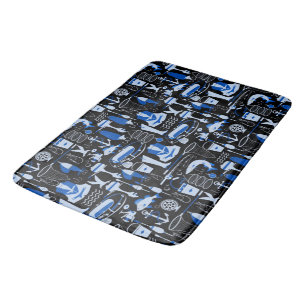 Gone Fishing Blue Pattern Badematte