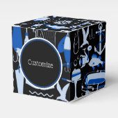 Gone Fishing Blue Pattern Cube Geschenkschachtel (Vorderseite)