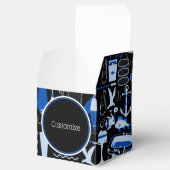 Gone Fishing Blue Pattern Cube Geschenkschachtel (Geöffnet)