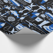Gone Fishing Blue Pattern Geschenkpapier (Ecke)