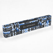 Gone Fishing Blue Pattern Namensplakette