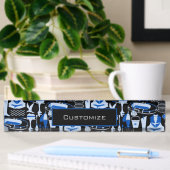 Gone Fishing Blue Pattern Namensplakette