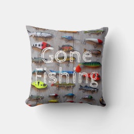 Gone Fishing Cabin Decke Fishing Lures Pillow Kissen