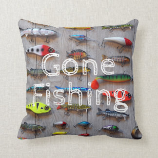 Gone Fishing Cabin Decke Fishing Lures Pillow Kissen
